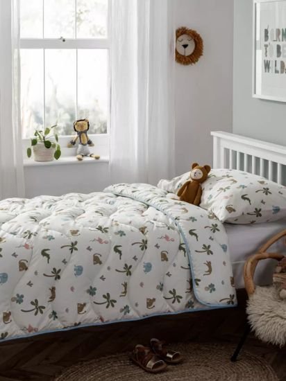 Junior Jungle Print Coverless Duvet & Pillowcase Set, 7 Tog, Single